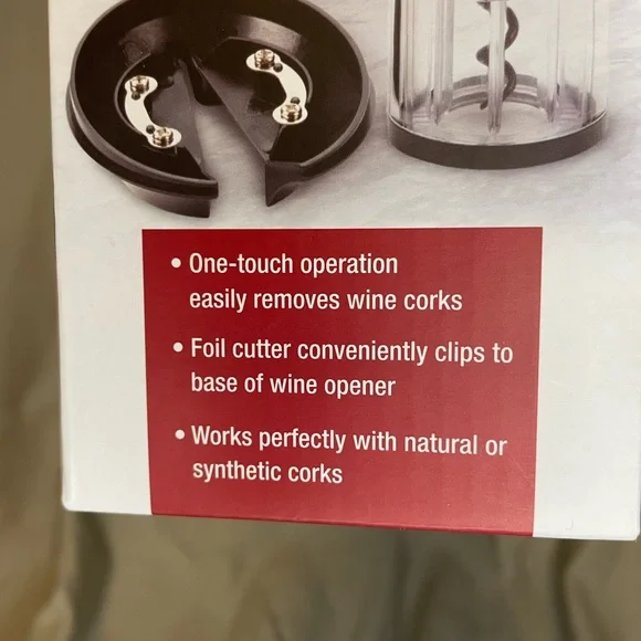 NWT Brookstone Black Automatic Wine Opener with Foil Cutter - Picture 6 of 9